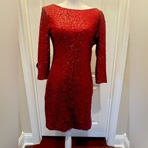 Gianni Bini red sequin long sleeve cocktail dress size L